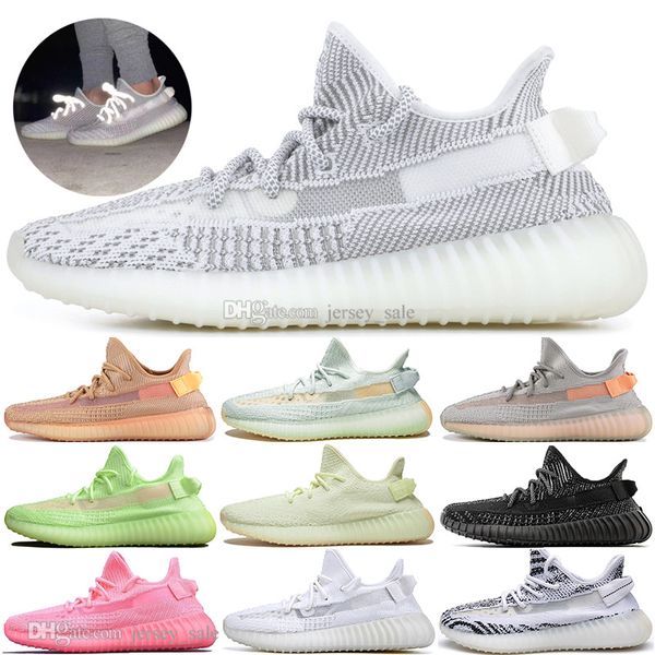 

new kanye west clay v2 static reflective gid glow in the dark mens running shoes hyperspace true form zebra women sports designer sneakers