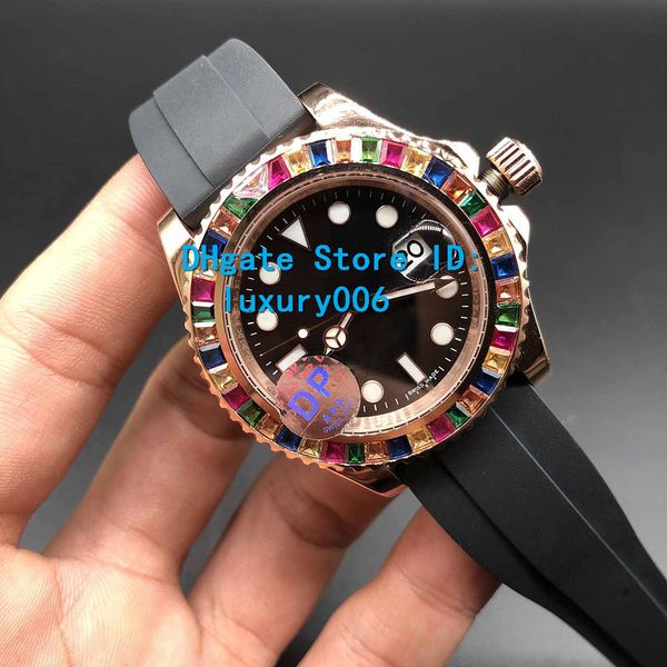 

factory rose gold watch diamond bezel 116695 116695-sats automatic 2813 mechanical movement sports mens watches wristwatc, Slivery;brown