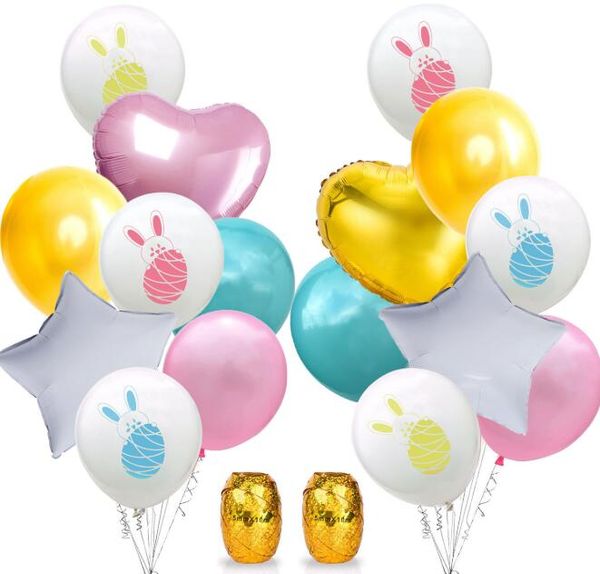 

easter theme latex balloon rabbit bunny printed latex balloon heart star foil balloons easter festival party decoration