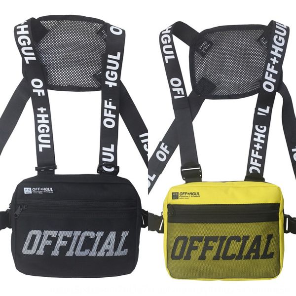 

fekdm 2019 fashion cool chest female vest pericardium pericardium ins letter printing skills tactics fashion brand chest bag men's and, White