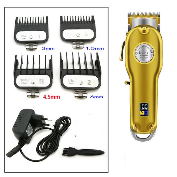 

new cortapelos cuchillo de barba kemei 1986 all-metal barber hair clipper electric cordless lcd hair trimmer hair cutting machine men