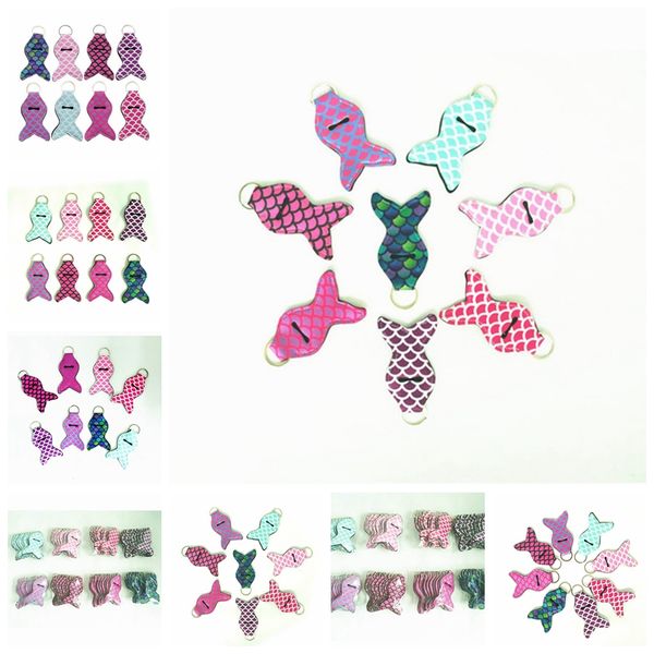 

neoprene lipstick keychain mermaid chapstick holder personal chapsticks wrap key ring sleeve women balm holder party favor 100pcs yw1756-4q