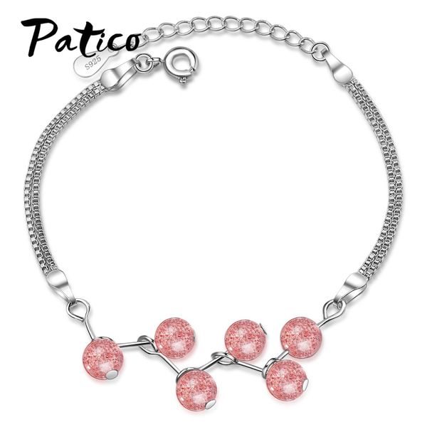 

new statement fashion women charming strawberry crystal bracelet s90 metal jewelry hand bracelets for women pulseras, Black