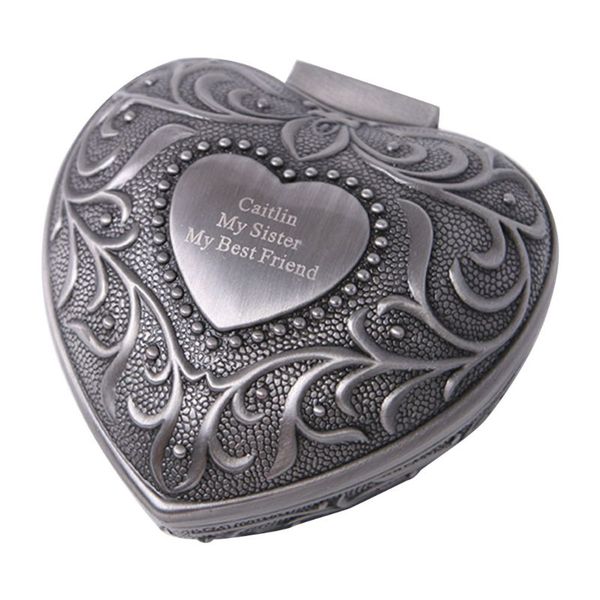 

jewelry pouches, bags heart-shaped zinc alloy box vintage mini treasure chest tiny trinket case with floral engraved pography props, Pink;blue