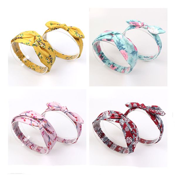 

mother and daughter headband summer bohemia women girls floral knitted headwraps family matching hair accessories h0388, Slivery;white