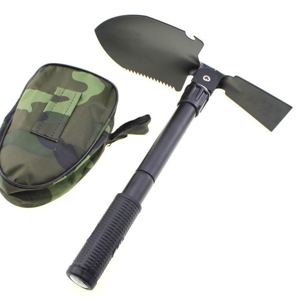 

camping tools multifunctional folding shovel trumpet engineer square pick hoe camp folding spade outdoor gardening survival