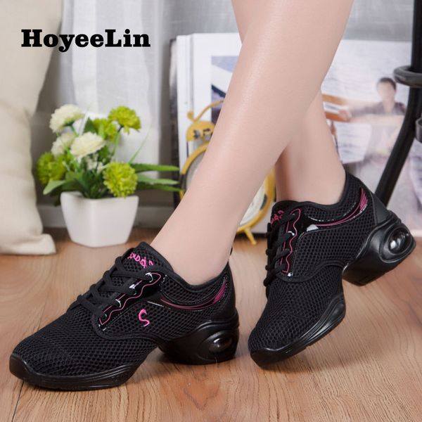

hoyeelin dance sneakers women's breathable mesh jazz dance shoes soft comfortable modern fitness sports trainers