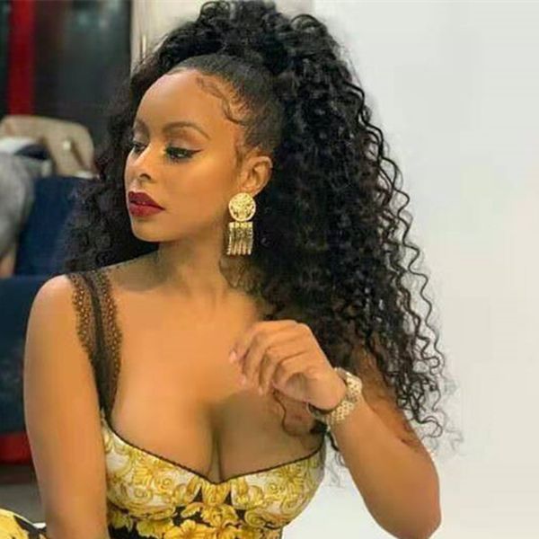 

natural black ponytail for women 1 piece 140g afro kinky curly ponytails clip in 100% human hair peruvian ponytail hair extension remy