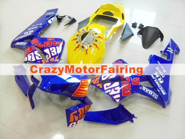 

4gifts new abs injection mold motorcycle fairings kits 100% fit for honda cbr600rr f5 03 04 2003 2004 fairing bodywork yellow blue