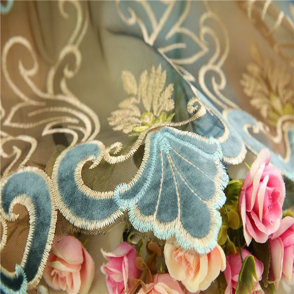 

water soluble embroidery flower curtain bedroom customization european high-end hollow chenille living room luxury curtains