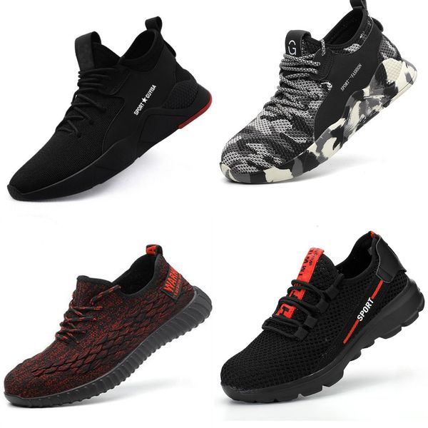 

men's fashion outdoor steel toe protective anti-smashing work shoes men puncture proof safety shoes anti-slip, Black