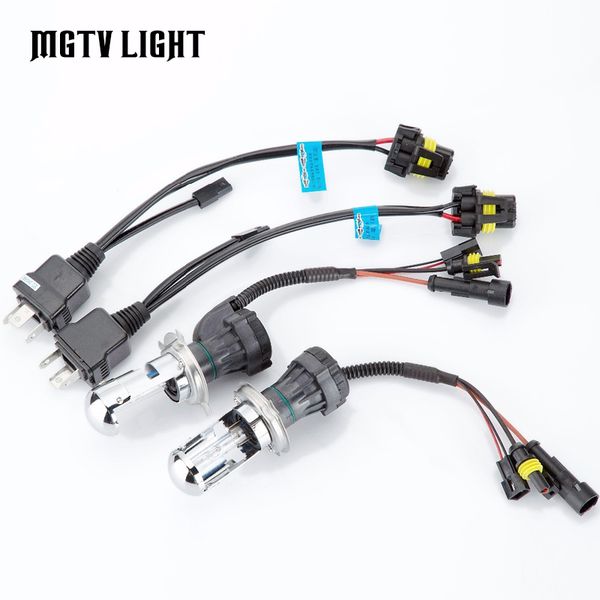 

mgtv light 35w 55w 2pcs h4 bi xenon hid bulb with control line relay harness controller wires 3000k 4300k 6000k car headlight
