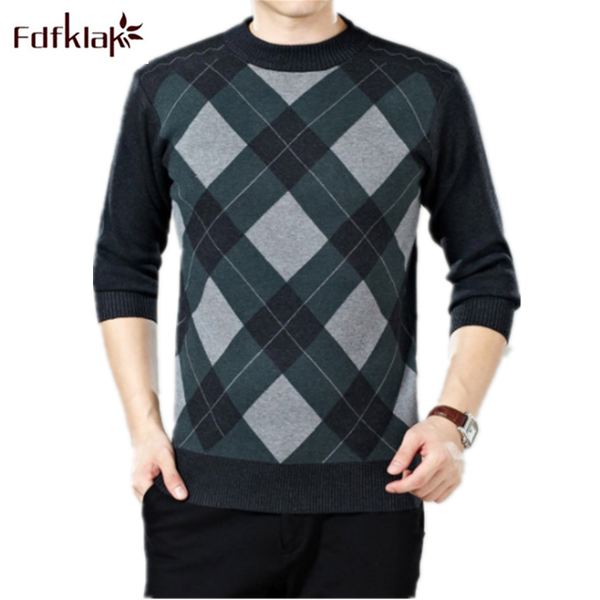 

fdfklak wool sweater winter middle-aged thicken warm pullover o-neck long sleeve business wear knit pull homme wild clothes, White;black
