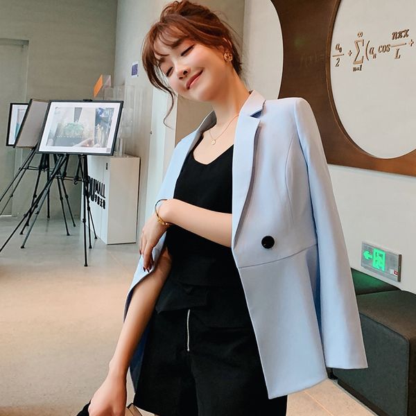 

spring-summer korean version of the new womens slim-fit business casual suit solid color was thin small suit jacket, White;black