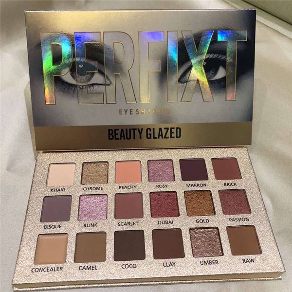 MAQUIAGEM BELEZA GLAZED 18colors Perfixt Paleta Sombra Glitter Metálico Perfeito 18 Cor Nu Cremoso Pigmentado Sombra Profissional