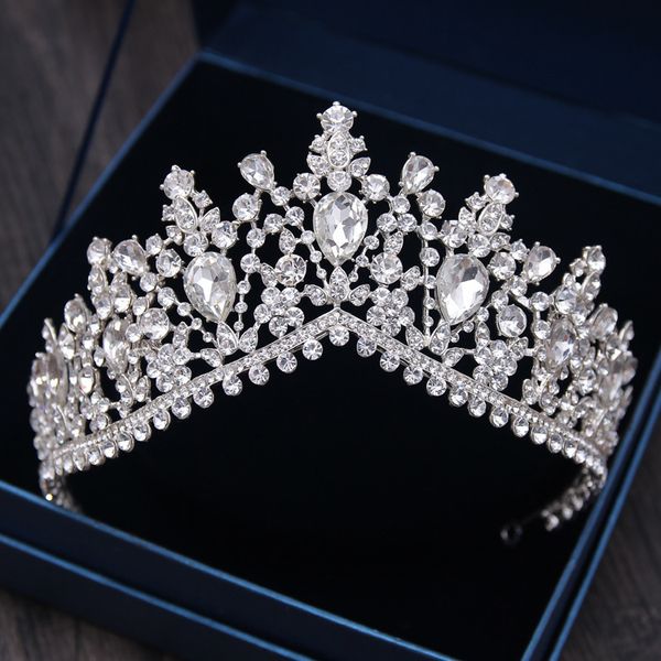 

luxury rhinestone bridal tiaras crown baroque silver crystal diadem for bride headbands wedding hair jewelry dress accessories t190620, Golden;white