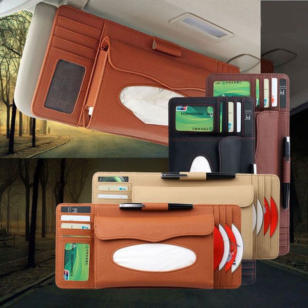 

car sun visor pu leather tissue box auto clip holder paper napkin accessories hanging tissue box auto sunshade storage boxes
