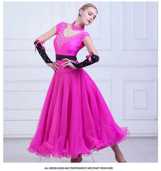 

modern dance training clothes female standard ballroom dance performance dress social costumes waltz tango uniforms mq267, Black;red