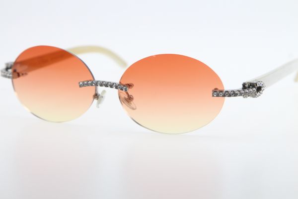 

wholesale sunglasses diamond rimless white genuine natural horn sunglasses t3524012 stone glasses oval red orange driving glasses, White;black