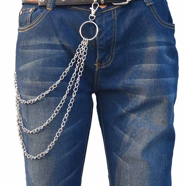 

long trousers hipster key chains punk street big ring metal wallet belt chain pant keychain hiphop jewelry, Silver