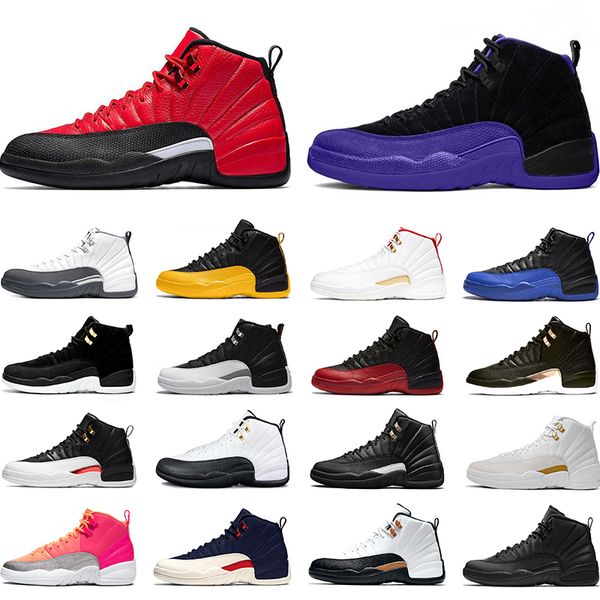 

mens basketball shoes 12 12s reverse flu game dark concord dark grey fiba game royal trainers sneakers sports runners