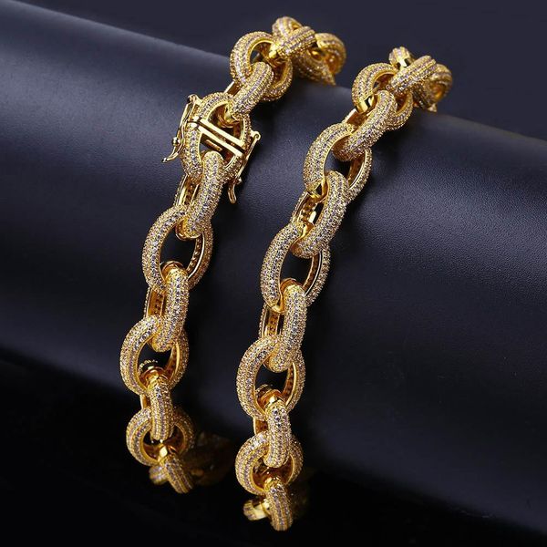 

2020uropean and American hot style high-end micro set hip hop men's bracelet oval multilayer twisted chain bracelet