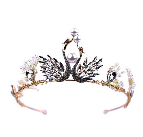 

baroque style gold crystal simulated pearl tiaras and crowns princess bridal bride wedding hair accessories