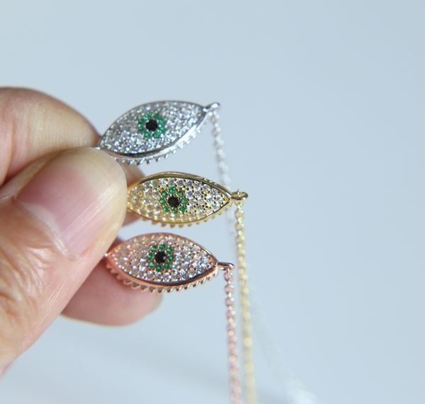 Atacado - Sterling Prata Mal Eye Pulseira de Ouro Micro Pave Cz Olho Alta Qualidade Turca Jóias