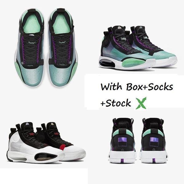 

stock x jumpman 34 blue void men basketball shoes 34s zoom black bred red orbit green glow metallic silver designer retro sneakers