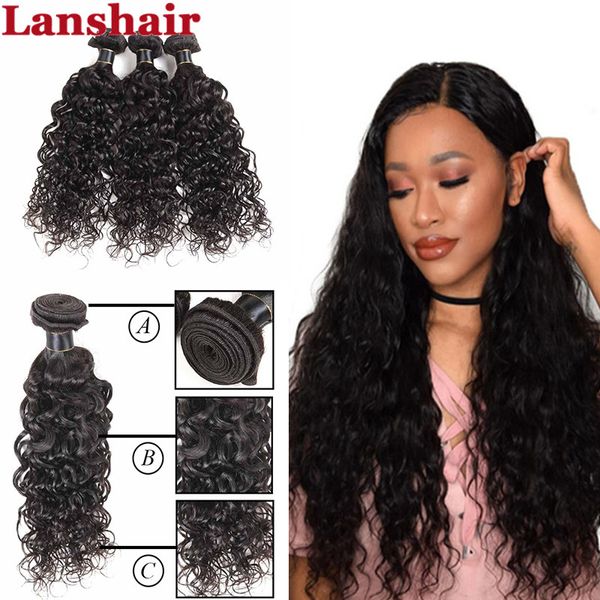

hpt selling 8a unprocessed brazilian water wave virgin human hair bundles weave wholesale virgin peruvian water wave human hair wefts, Black