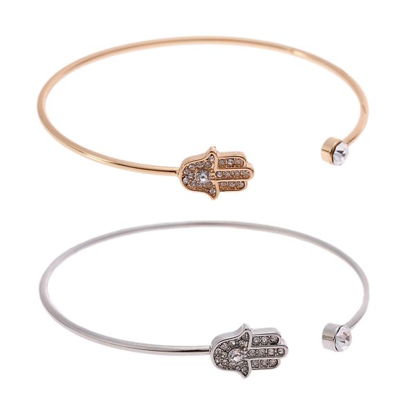 

2 pieces fashionable small palm diamond cuff open bangle for women jewelry, Golden;silver