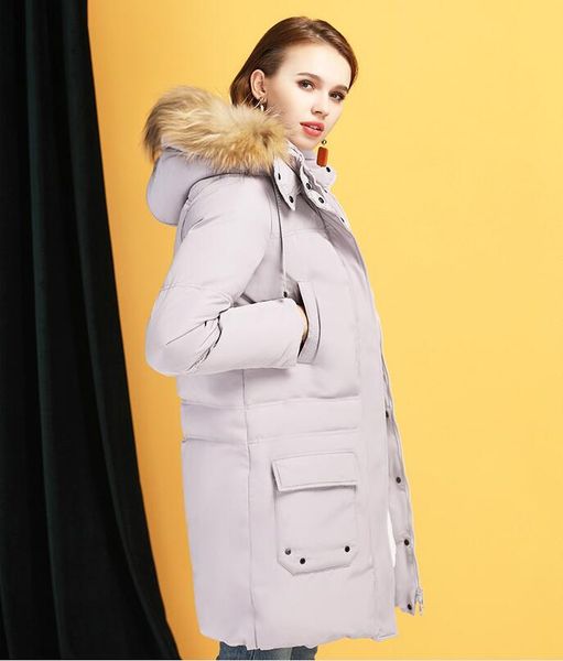 

autumn and winter new fashion korean raccoon fur collar down jacket, Black