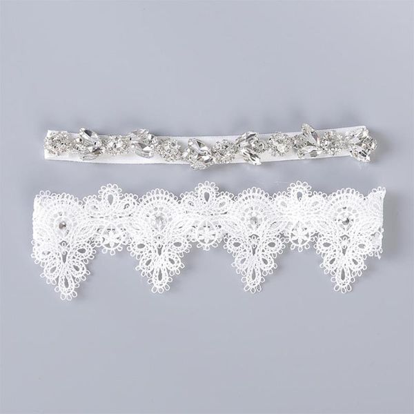 

wedding garter rhinestone embroidery flower beading white garters for women/female/bride thigh ring bridal leg garter, Black;white