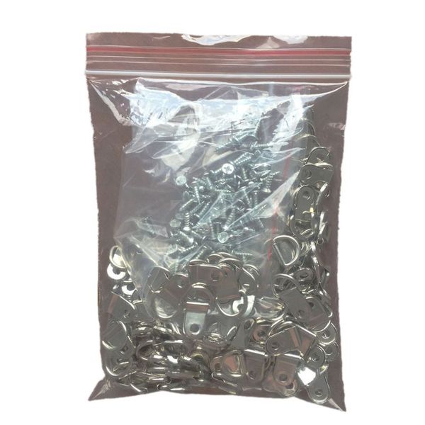 

100pcs d ring hanging picture frame strap hanger hooks oil painting mirror hanger with 100 screws