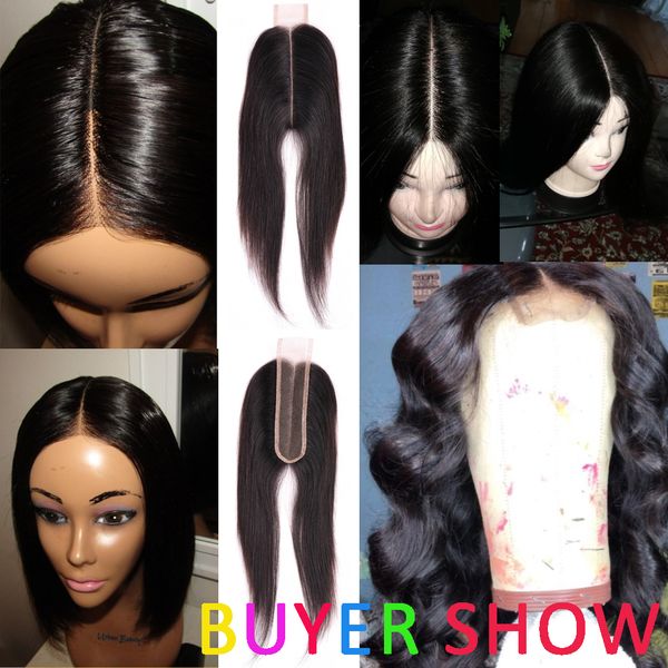 

rare hair brazilian straight hair swiss lace closure 2*6 middle part 100% natural color human hair closure 8"-18" non remy, Black;brown