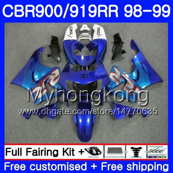 Bodys für HONDA CBR 919RR CBR 900RR CBR919RR Glossy blue white 1998 1999 278HM.31 CBR900RR CBR919 RR CBR900 RR CBR919 RR 98 99 Verkleidungskit