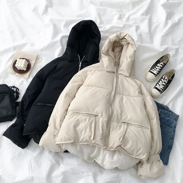 

thicken women parkas 2019 new casual turtleneck loose down jacket female warm cotton padded winter coat women, Black