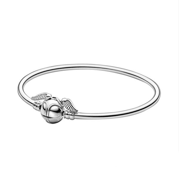 

original 925 sterling silver harry golden snitch bangle basic bracelet fit pan charm bracelet women girl diy jewelry, Black