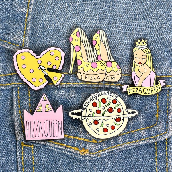 

симпатичный мультфильм принцесса пицца металла kawaii эмаль pin badge кнопки брошь рубашка denim jacket сумка декоративные броши для женщин, Gray