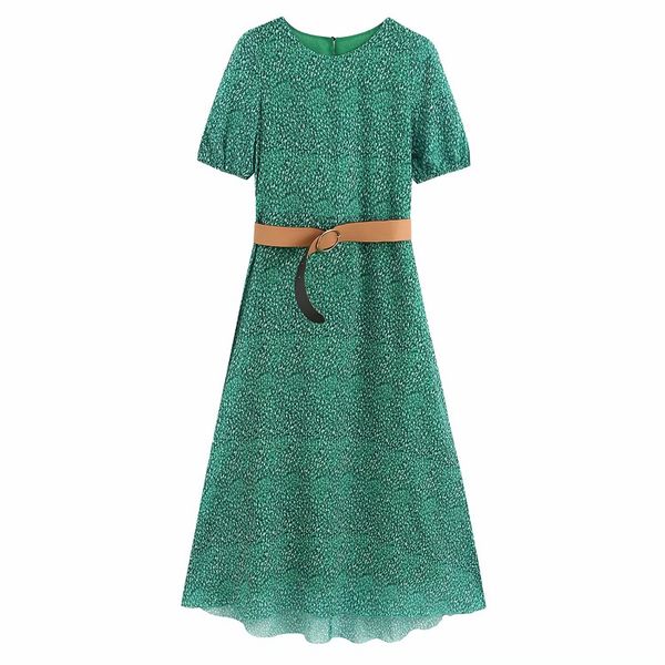 

new women vintage o neck short sleeve buckle printing casual slim chiffon dress ladies vestidos chic straight dresses ds3401, Black;gray