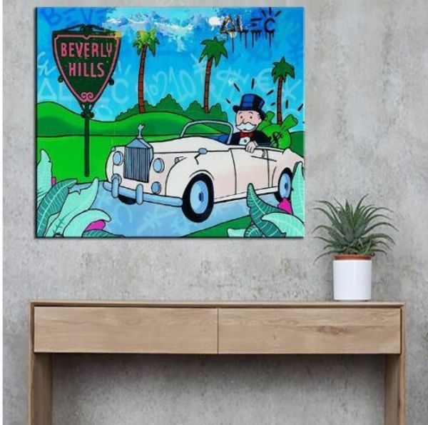 

wall art home decor handpainted &hd print alec monopoly oil painting on canvas urban art decor beverly hills 191007
