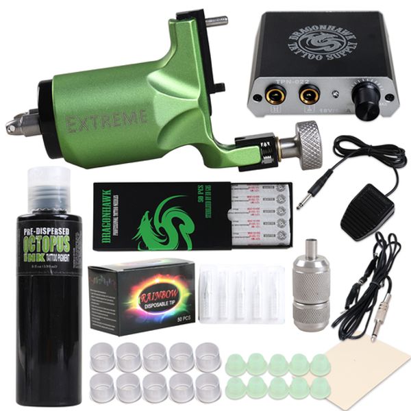 

rotary tattoo kit extreme rotary motor machine mini power supply ocs black ink needle d3014 us shipping