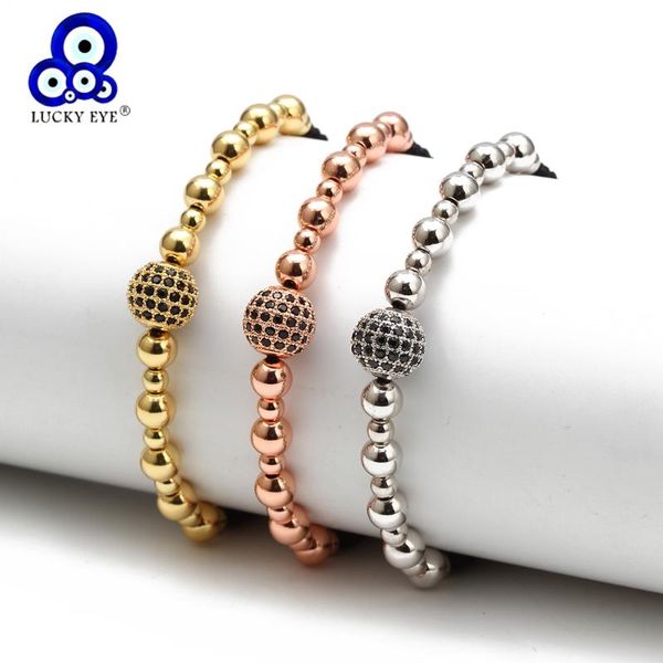

lucky eye ball charm bracelet rose gold silver color beads rope chain braided bracelet adjustable for women girls jewelry bd72, Golden;silver
