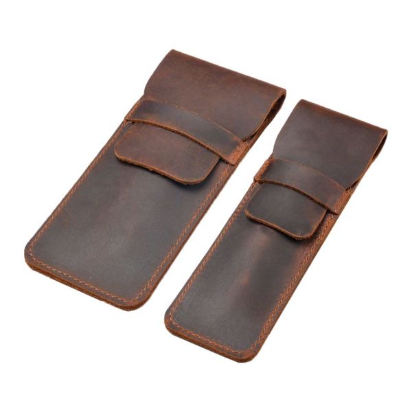 

leather pen holder brown fountain pen pouch pencil holder handmade ballpoint protective sleeve cover for office college