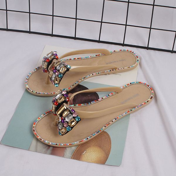 

new women cute outside non women female bohemia bowknot flax linen flip flops beach shoes sandals slipper zapatos de mujer#g30, Black