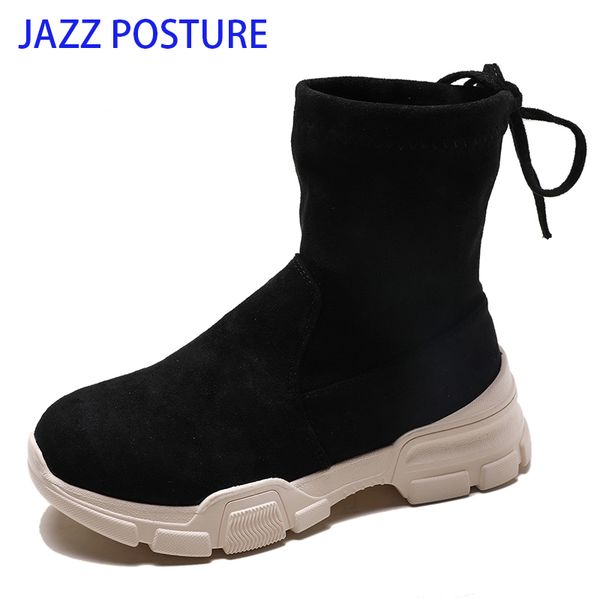 

wedges shoes women boots autumn winter sneakers ultra-light height increasing boot woman thick soled lace-up sneakers boots z361, Black