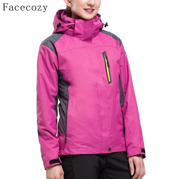 

facecozy women outdoor autumn hooded hiking camping jackets female windproof climbing coat mountaineering fishing clothes, Blue;black