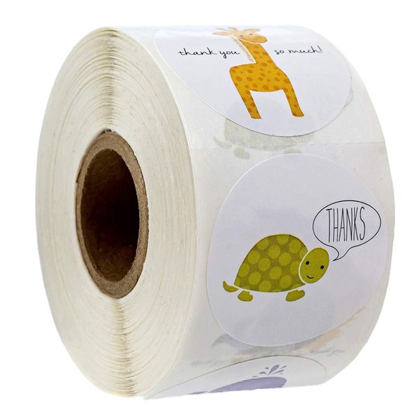 

500xcolorful animal kraft paper adhesive label seals sticker card gifts pack