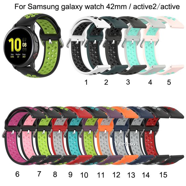 Silikon Bilek Bandı Kayışı Samsung Galaxy İzle için 42mm Samsung Active2 Akıllı İzle Izle Iki Renkli Nefes Fabrika Doğrudan Için