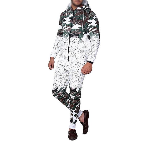 

running sets 2021 mens set casual sportswear cardigan hooded sweatshirt jogger pants tracksuit camouflage print male hombre jumpsuit, Black;blue